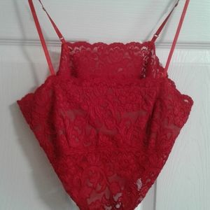 Hanky Panky Red Lace Bra top Sz m